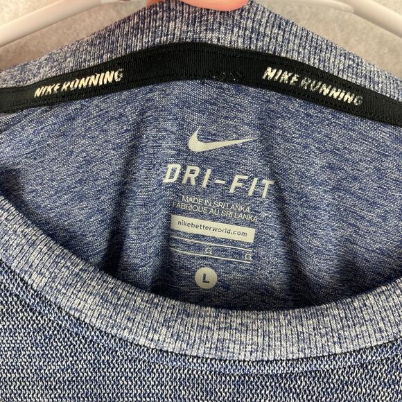Nike Running Dri Fit Men's Large Long Sleeve Moisture Wicking Blue Heather Layer - Picture 4 of 7